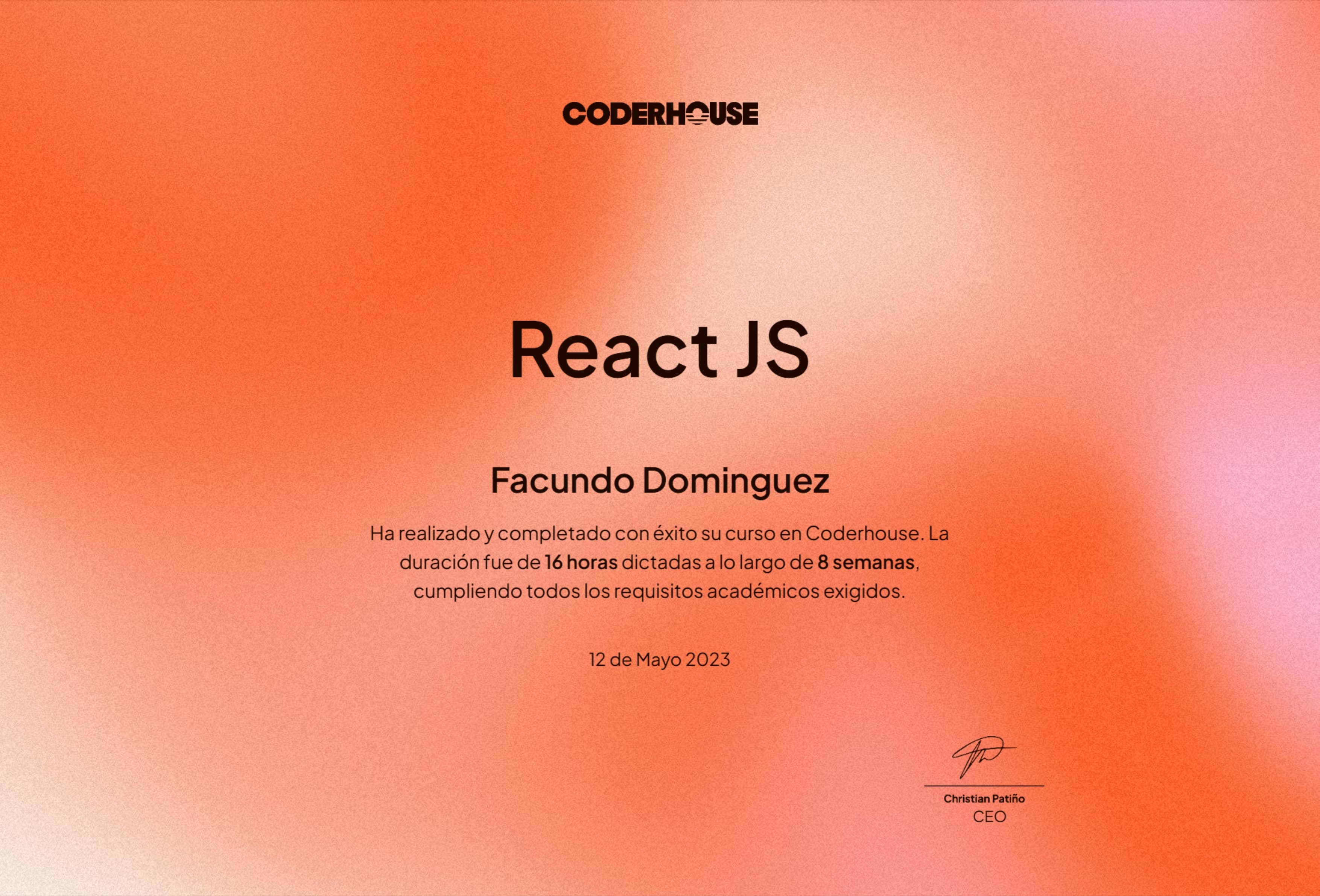 Certificate React Js